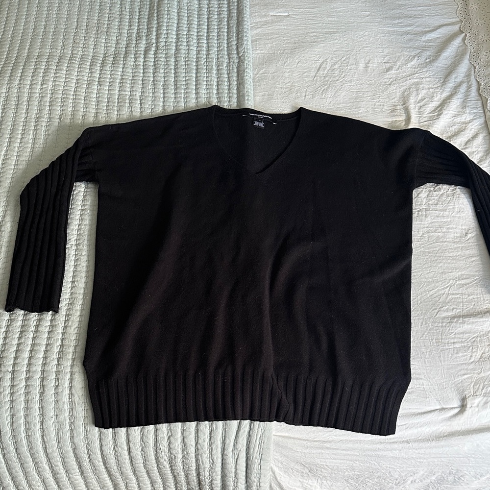 French Connection Oversized Black V-Neck Sweater